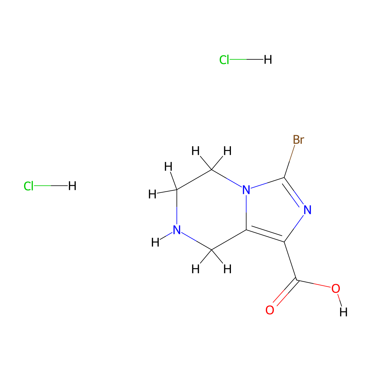 3-bromo-5H,6H,7H,8H-imidazo[1,5-a]pyrazine-1-carboxylic acid dihydrochloride molecular structure, CAS 2567504-43-0