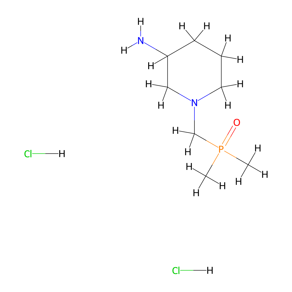 1-((Dimethylphosphoryl)methyl)piperidin-3-amine dihydrochloride molecular structure, CAS 2567504-60-1
