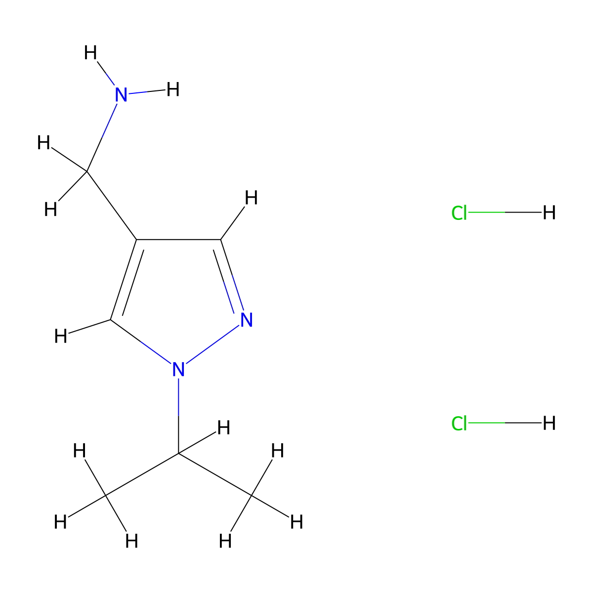 1-[1-(propan-2-yl)-1H-pyrazol-4-yl]methanamine dihydrochloride molecular structure, CAS 2567504-61-2