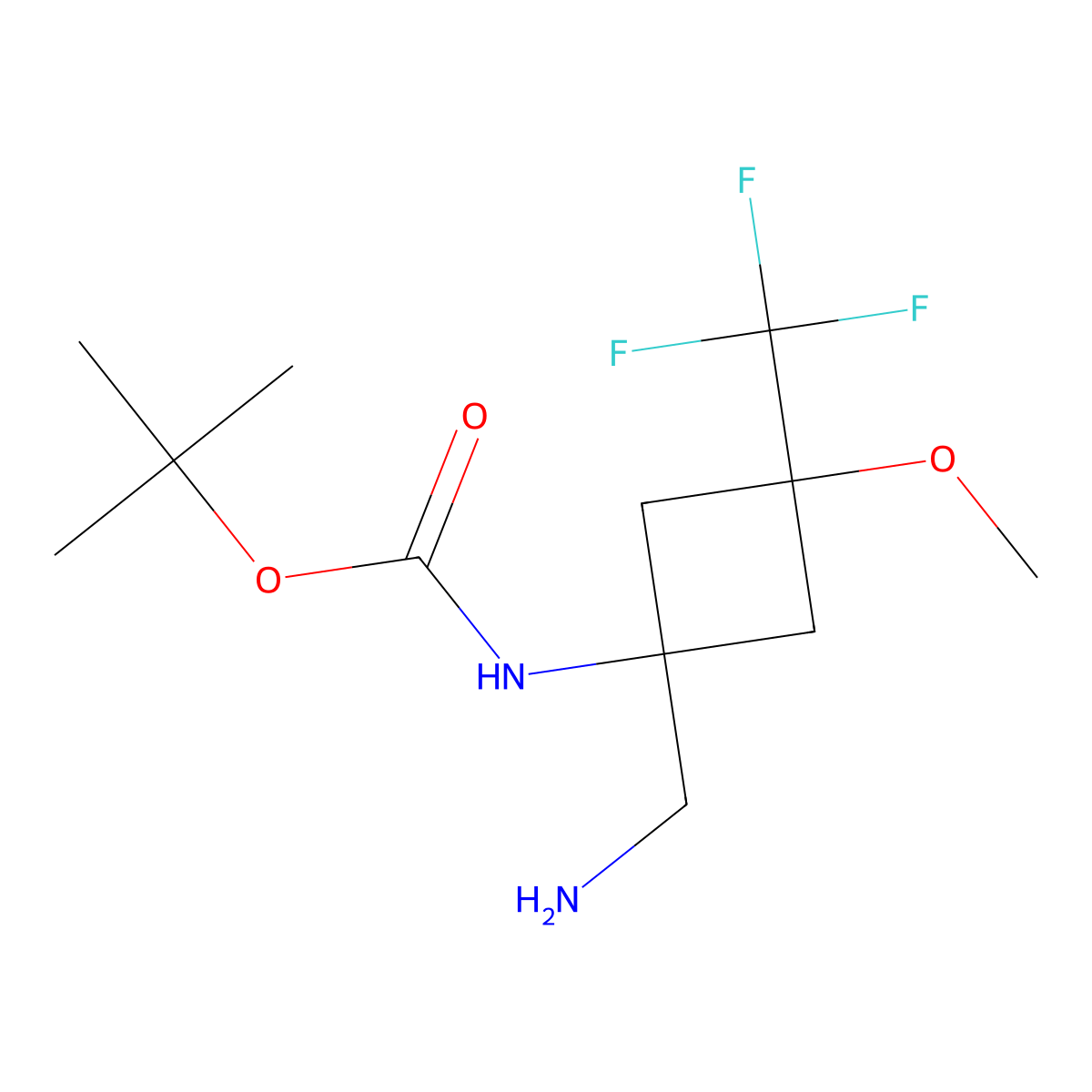 Tert-butyl N-[1-(aminomethyl)-3-methoxy-3-(trifluoromethyl)cyclobutyl]carbamate molecular structure, CAS 2567504-63-4