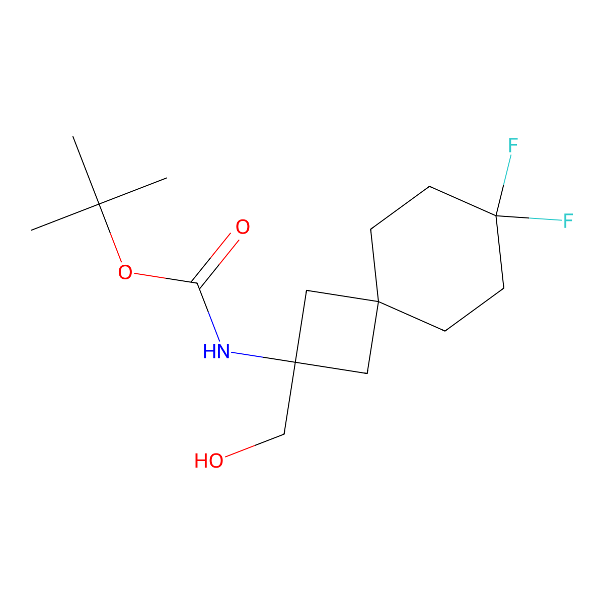 Tert-butyl N-[7,7-difluoro-2-(hydroxymethyl)spiro[3.5]nonan-2-yl]carbamate molecular structure, CAS 2567504-69-0