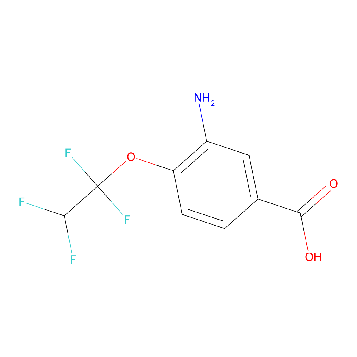 3-Amino-4-(1,1,2,2-tetrafluoroethoxy)benzoic acid molecular structure, CAS 2567504-70-3