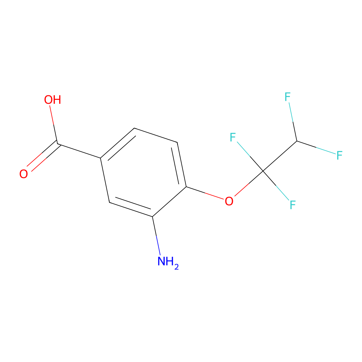 3-Amino-4-(1,1,2,2-tetrafluoroethoxy)benzoic acid molecular structure, CAS 2567504-70-3