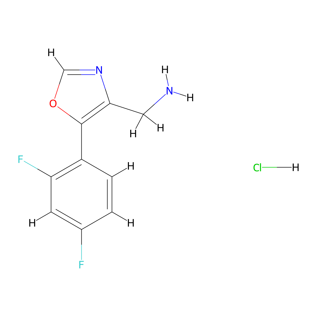 1-[5-(2,4-Difluorophenyl)-1,3-oxazol-4-yl]methanamine hydrochloride molecular structure, CAS 2567504-71-4