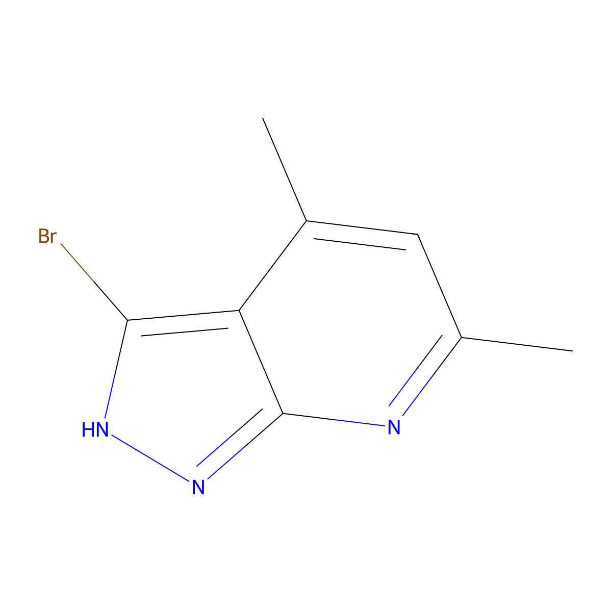 3-bromo-4,6-dimethyl-1H-pyrazolo[3,4-b]pyridine molecular structure, CAS 2567504-72-5