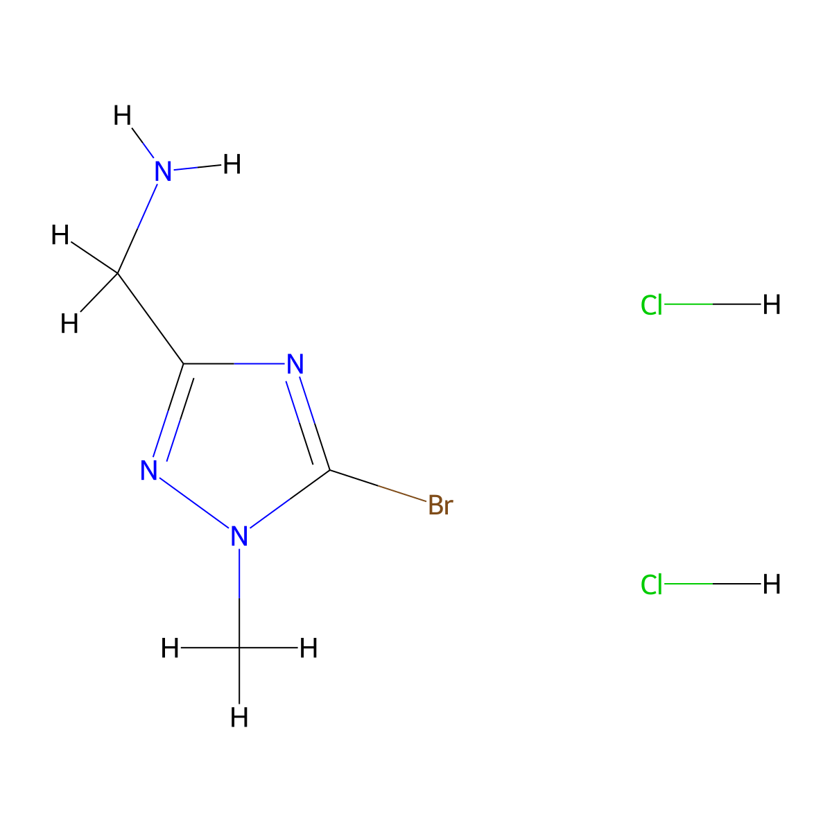 (5-Bromo-1-methyl-1,2,4-triazol-3-yl)methanamine;dihydrochloride molecular structure, CAS 2567504-86-1