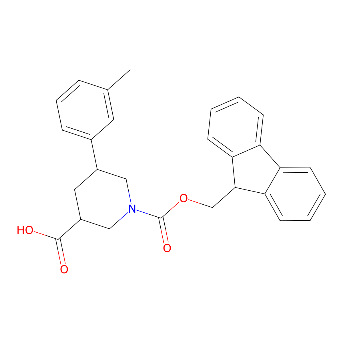 1-{[(9H-fluoren-9-yl)methoxy]carbonyl}-5-(3-methylphenyl)piperidine-3-carboxylic acid molecular structure, CAS 2567504-87-2