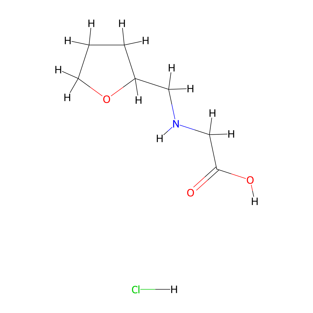 2-{[(Oxolan-2-yl)methyl]amino}acetic acid hydrochloride molecular structure, CAS 2567504-93-0