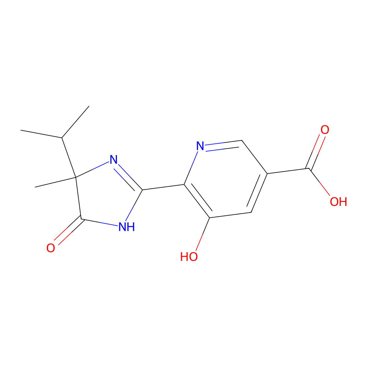 5-Hydroxy-6-(4-isopropyl-4-methyl-5-oxo-imidazolin-2-yl) nicotinic acid molecular structure, CAS 2567504-97-4