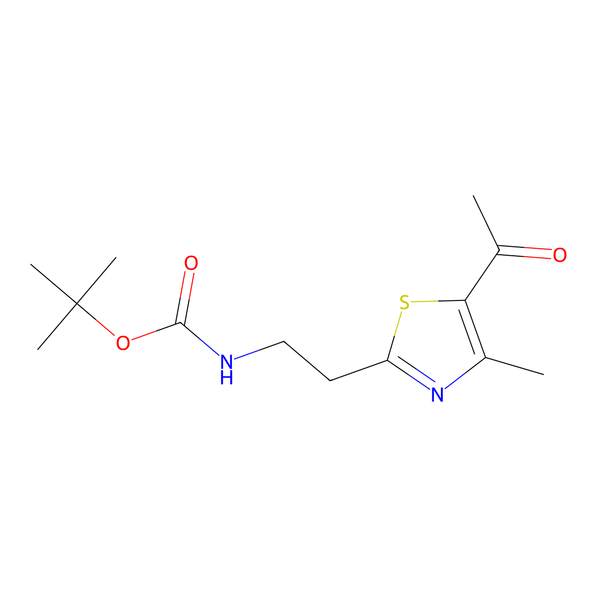 tert-butyl N-[2-(5-acetyl-4-methyl-1,3-thiazol-2-yl)ethyl]carbamate molecular structure, CAS 2567515-12-0