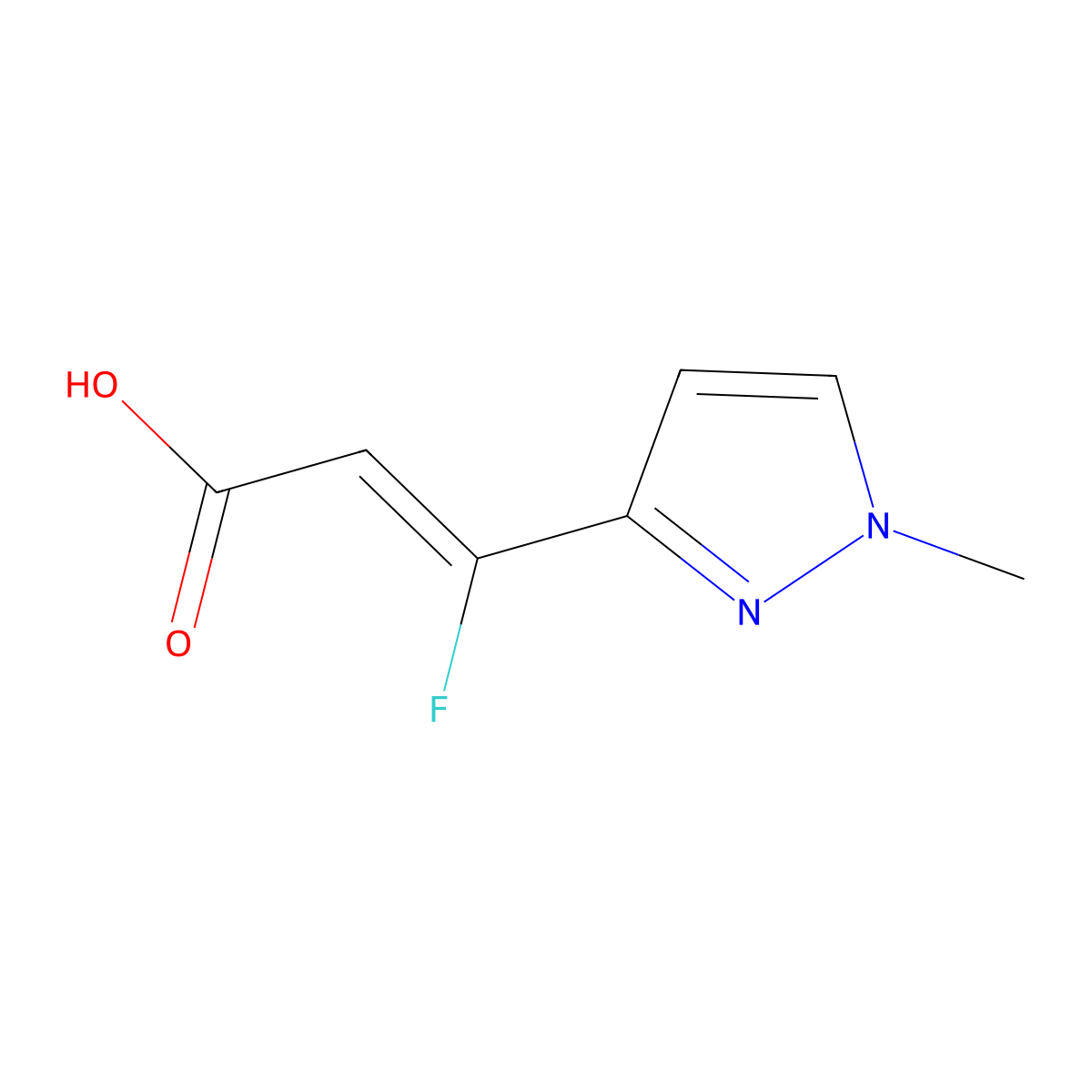 (2Z)-3-fluoro-3-(1-methyl-1H-pyrazol-3-yl)prop-2-enoicacid molecular structure, CAS 2567517-41-1