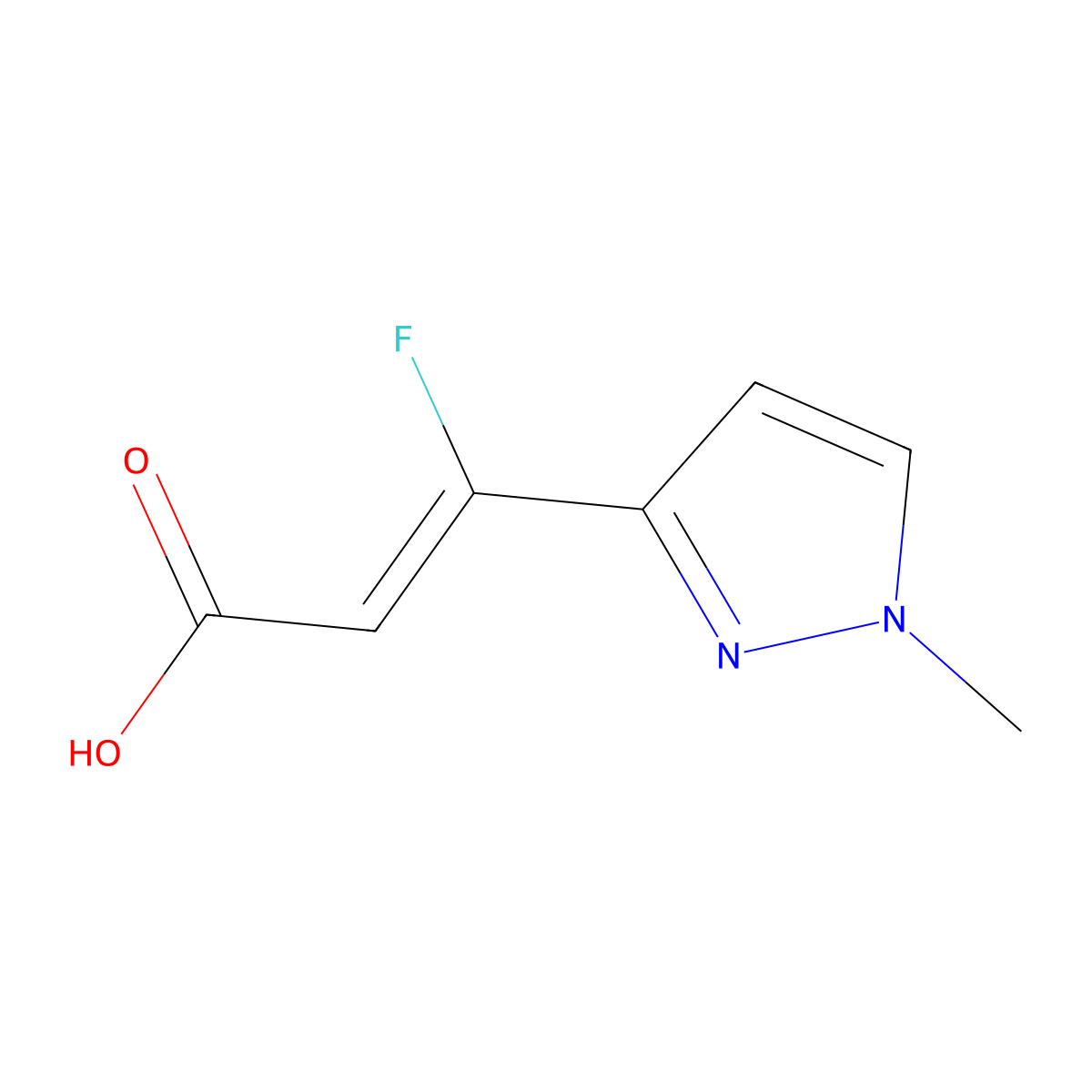 (2Z)-3-fluoro-3-(1-methyl-1H-pyrazol-3-yl)prop-2-enoicacid molecular structure, CAS 2567517-41-1