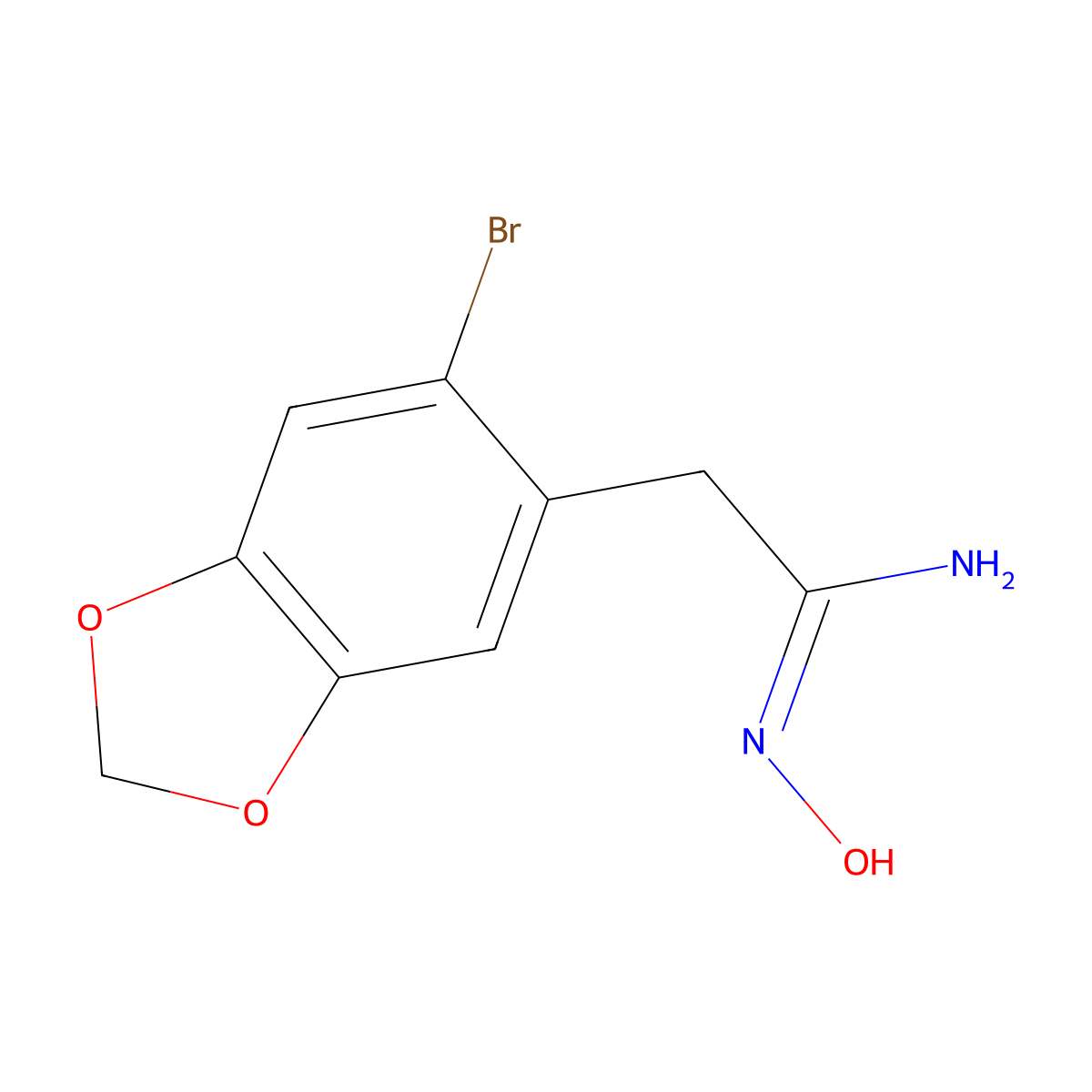 2-(6-bromo-1,3-dioxaindan-5-yl)-N'-hydroxyethanimidamide molecular structure, CAS 2567517-43-3