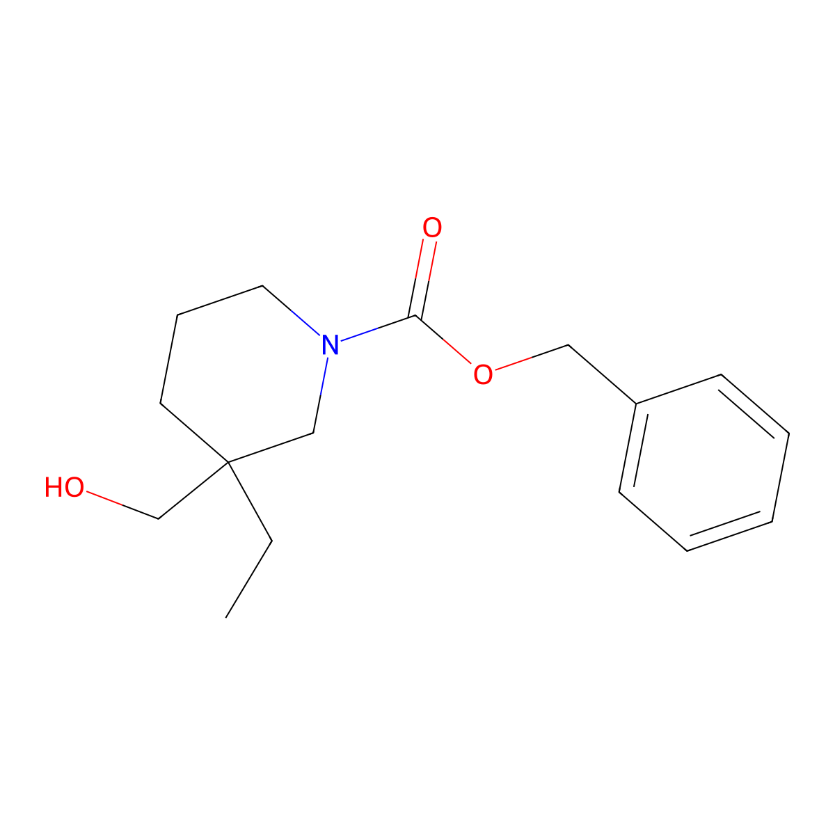 Benzyl 3-ethyl-3-(hydroxymethyl)piperidine-1-carboxylate molecular structure, CAS 2567597-94-6