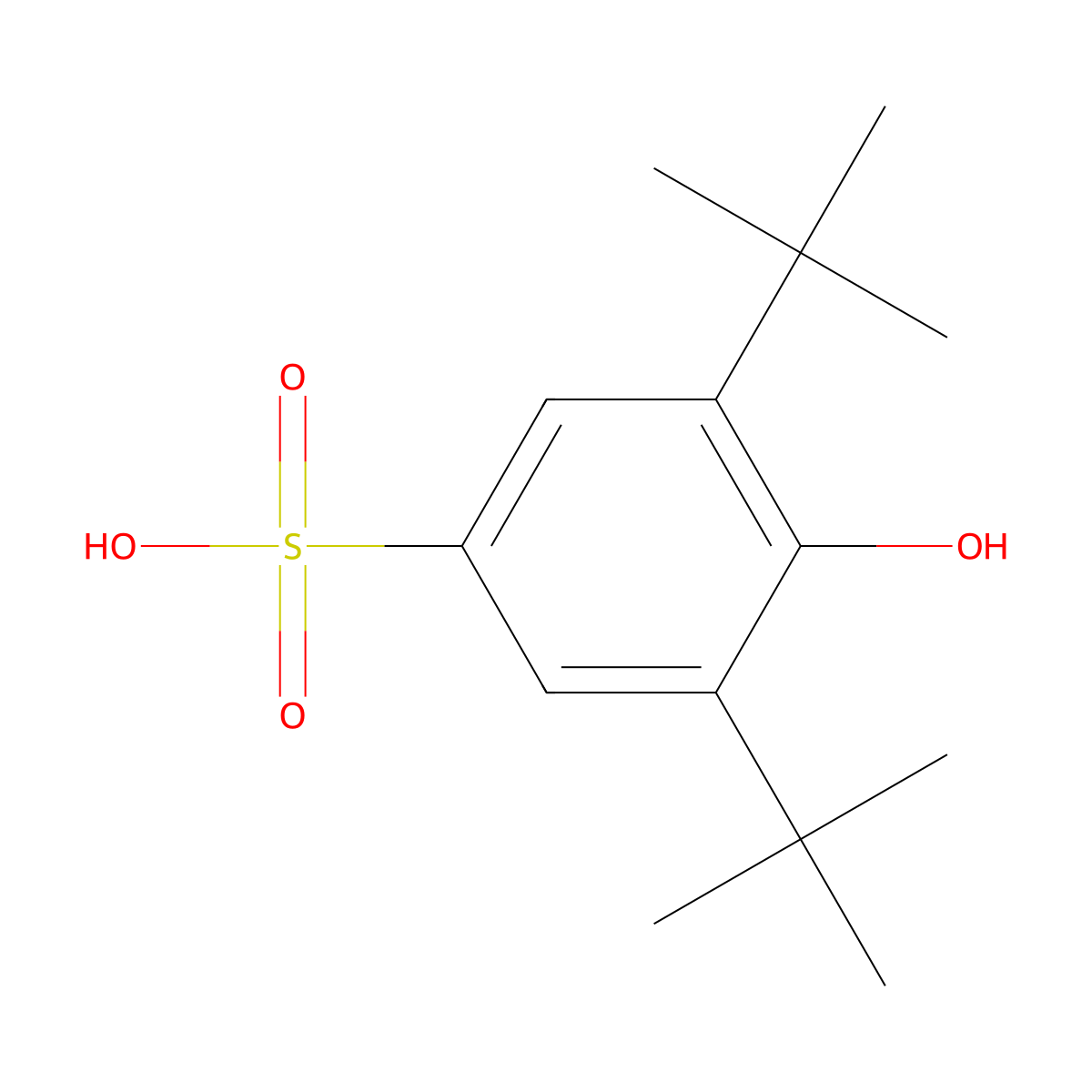 3,5-Di-tert-butyl-4-hydroxybenzene-1-sulfonic acid molecular structure, CAS 25679-39-4