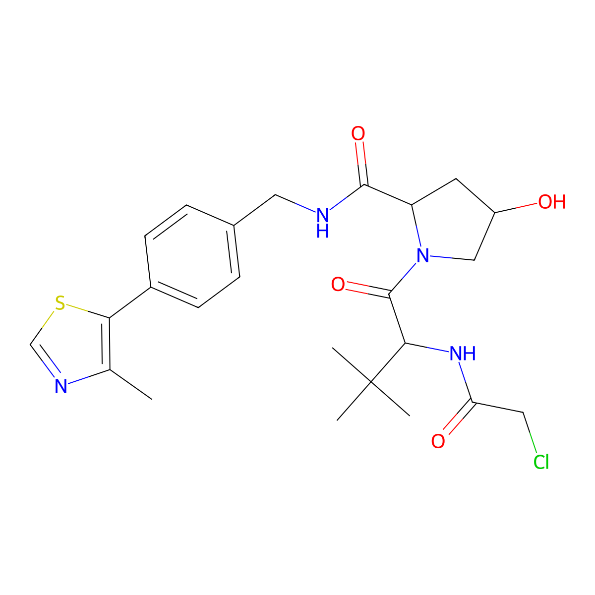 (2S,4R)-1-[(2S)-2-[(2-chloroacetyl)amino]-3,3-dimethyl-butanoyl]-4-hydroxy-N-[[4-(4-methylthiazol-5-yl)phenyl]methyl]pyrrolidine-2-carboxamide molecular structure, CAS 2567913-64-6
