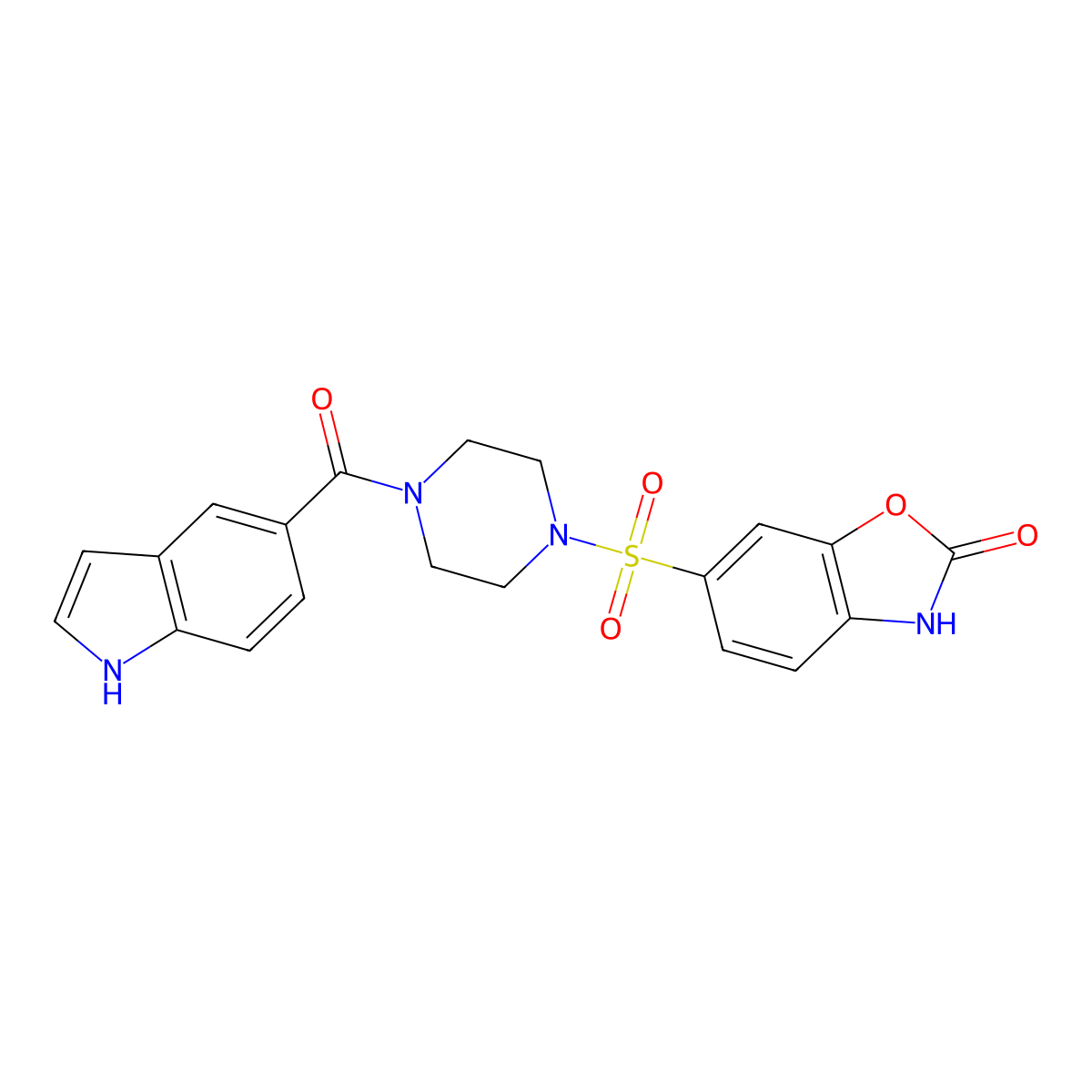 6-((4-(1H-Indole-5-carbonyl)piperazin-1-yl)sulfonyl)benzo[d]oxazol-2(3H)-one molecular structure, CAS 2567914-01-4