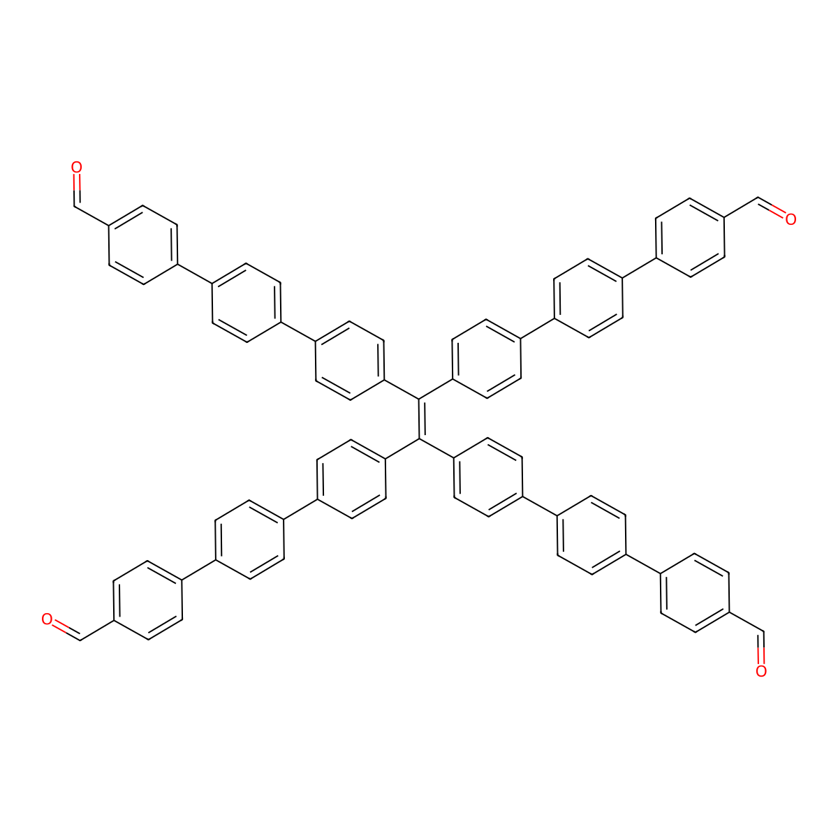 4'',4''''',4'''''''',4'''''''''''-(Ethene-1,1,2,2-tetrayl)tetrakis(([1,1':4',1''-terphenyl]-4-carbaldehyde)) molecular structure, CAS 2567920-74-3