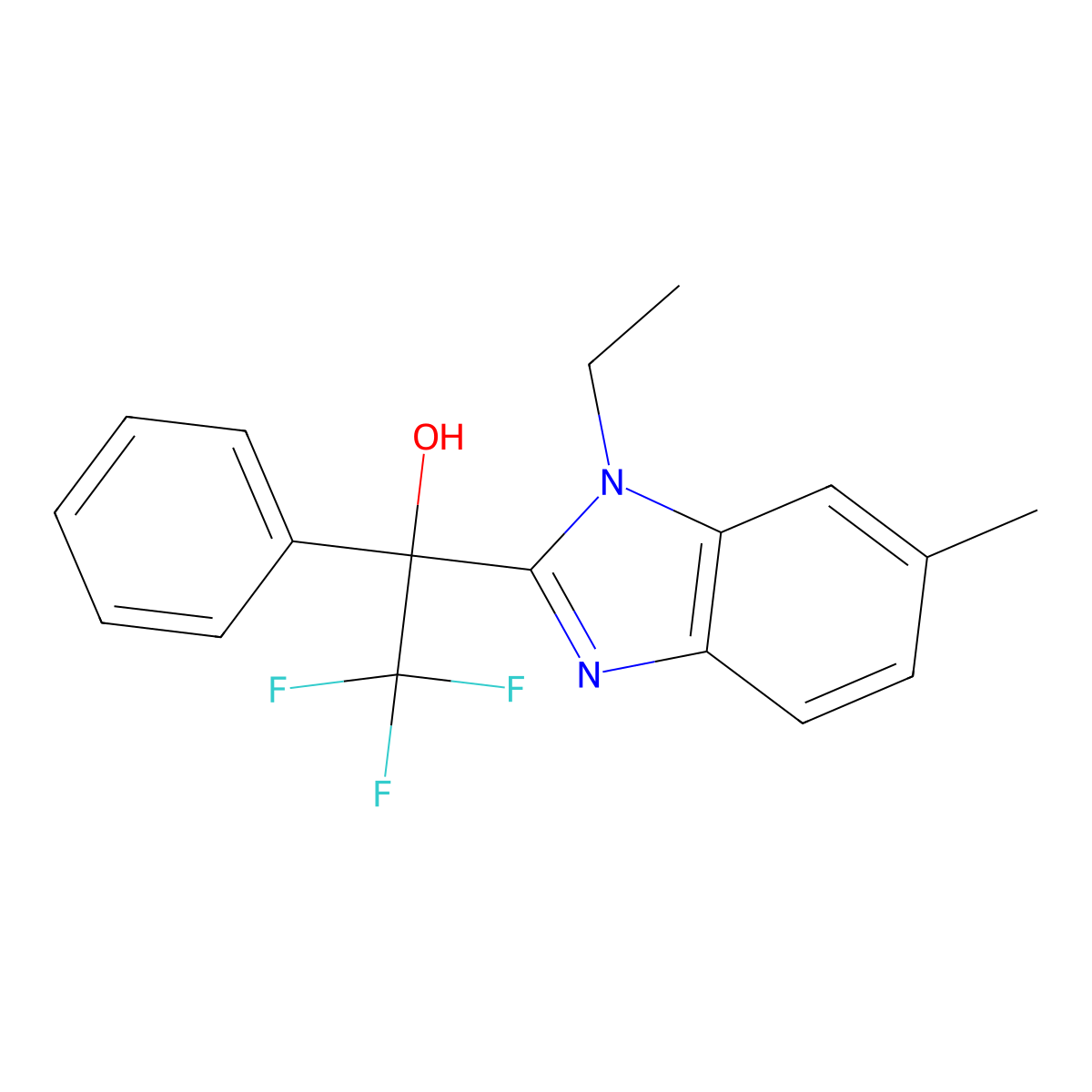 1-(1-ethyl-6-methyl-1H-benzo[d]imidazol-2-yl)-2,2,2-trifluoro-1-phenylethan-1-ol molecular structure, CAS 2567984-61-4