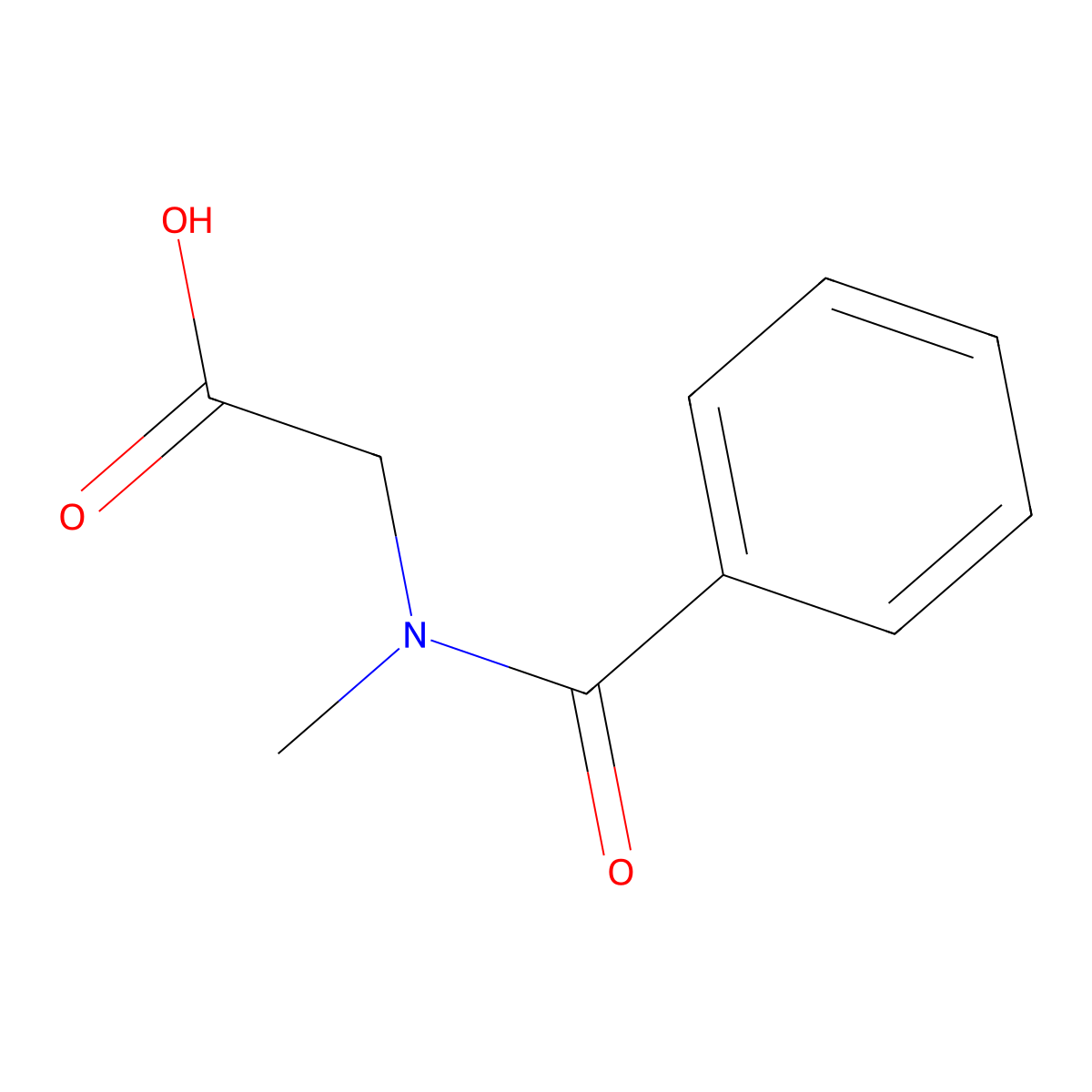 N-benzoyl-N-methylglycine molecular structure, CAS 2568-34-5