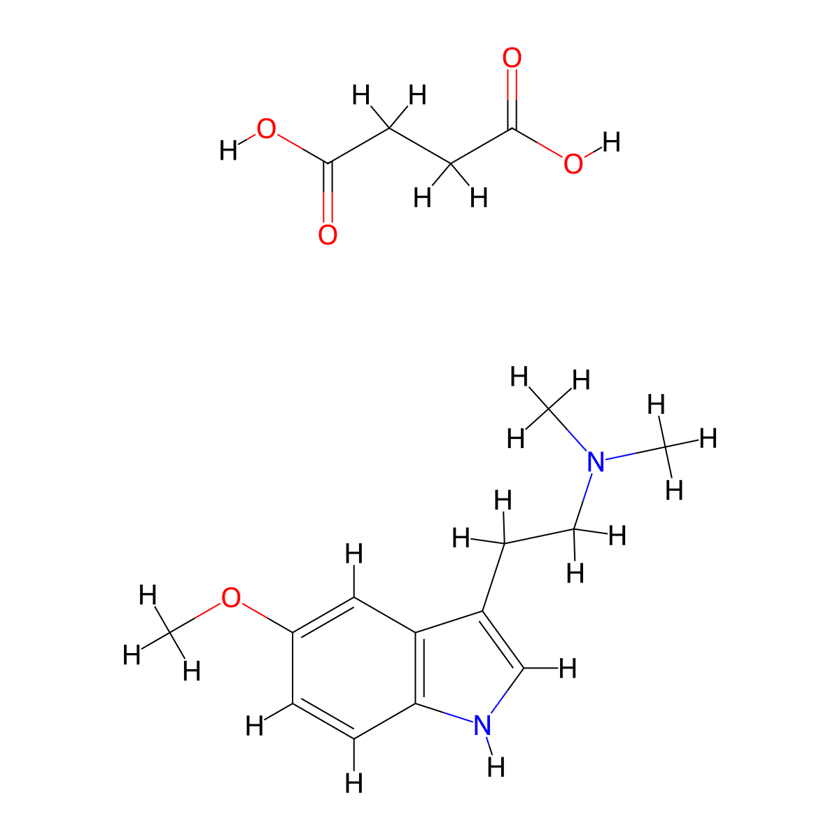 Mebufotenin succinate molecular structure, CAS 2568048-63-3