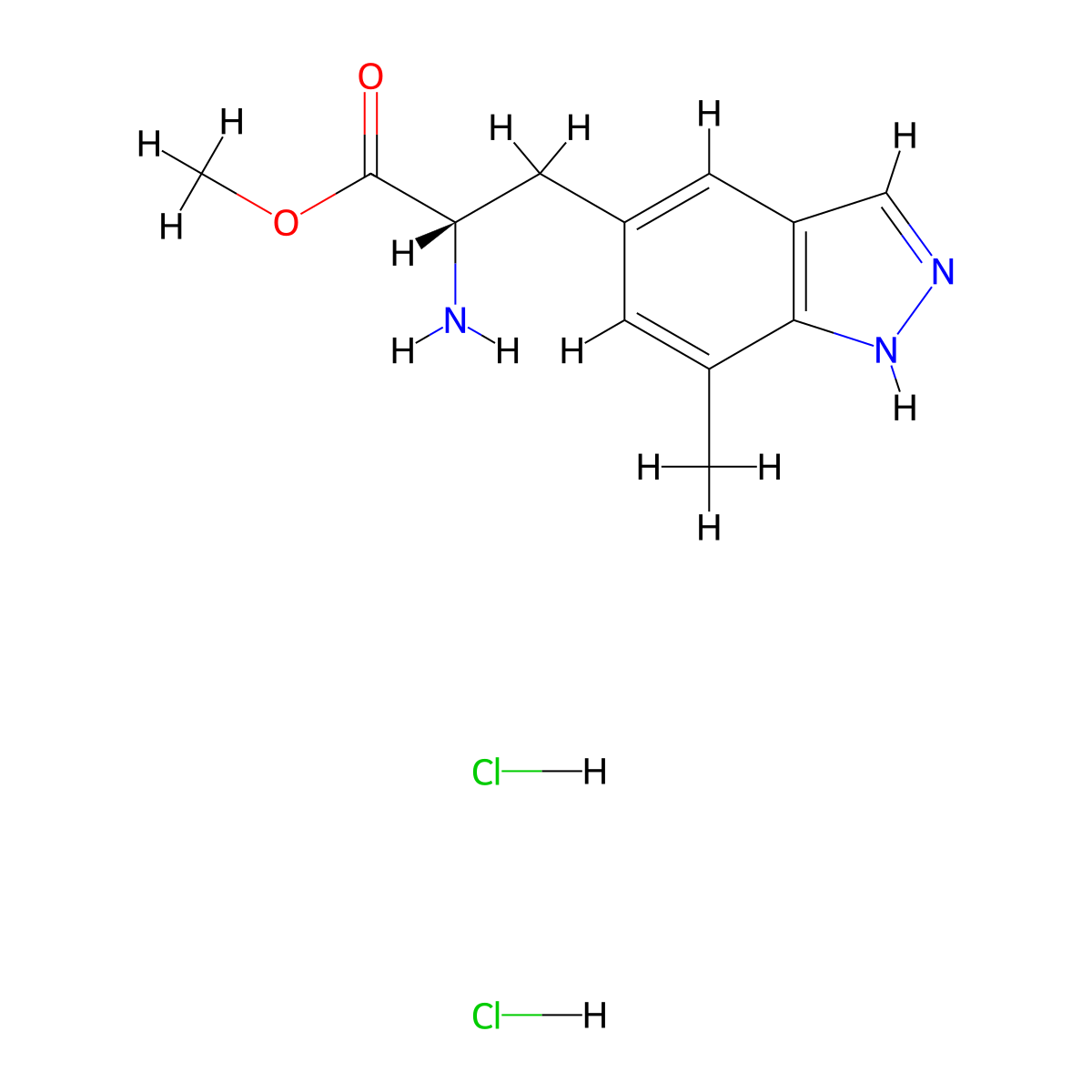Methyl (S)-2-amino-3-(7-methyl-1H-indazol-5-YL)propanoate 2hcl molecular structure, CAS 2568064-12-8