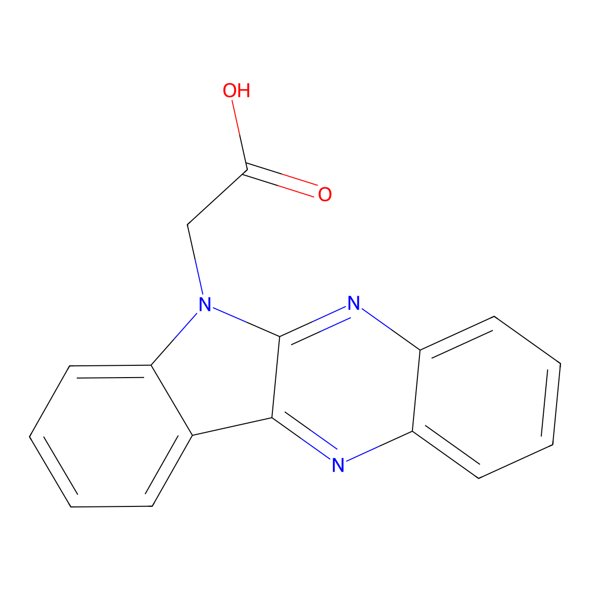Indolo[2,3-b]quinoxalin-6-yl-acetic acid molecular structure, CAS 25681-06-5