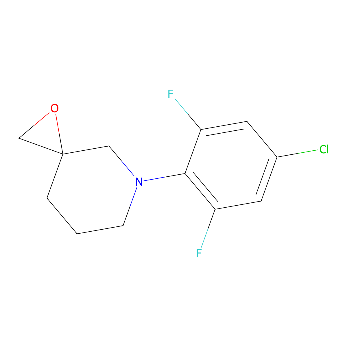 5-(4-Chloro-2,6-difluorophenyl)-1-oxa-5-azaspiro[2.5]octane molecular structure, CAS 2568130-96-9