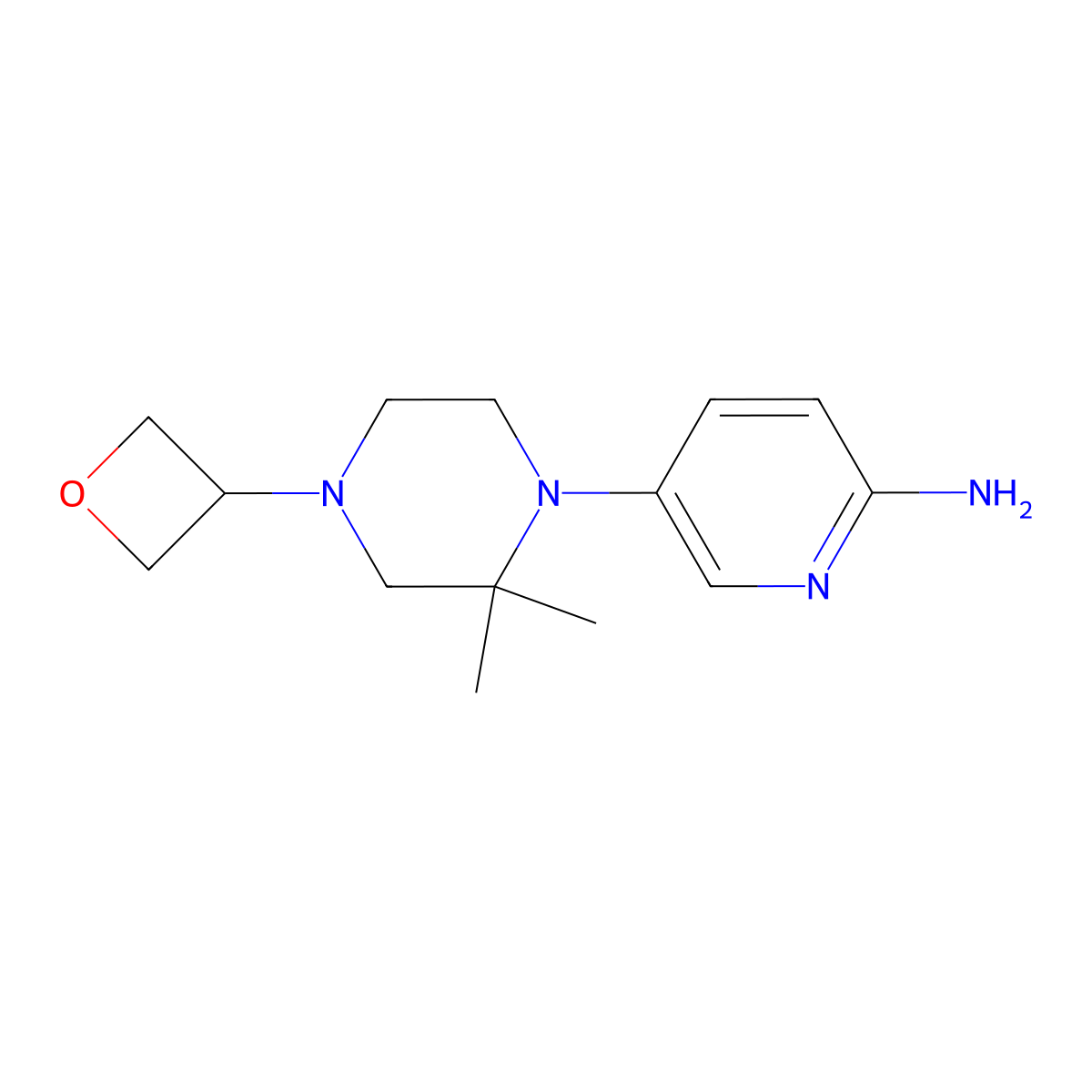2-Amino-5-[2,2-dimethyl-4-(oxetan-3-yl)-1-piperazinyl]pyridine molecular structure, CAS 2568131-10-0