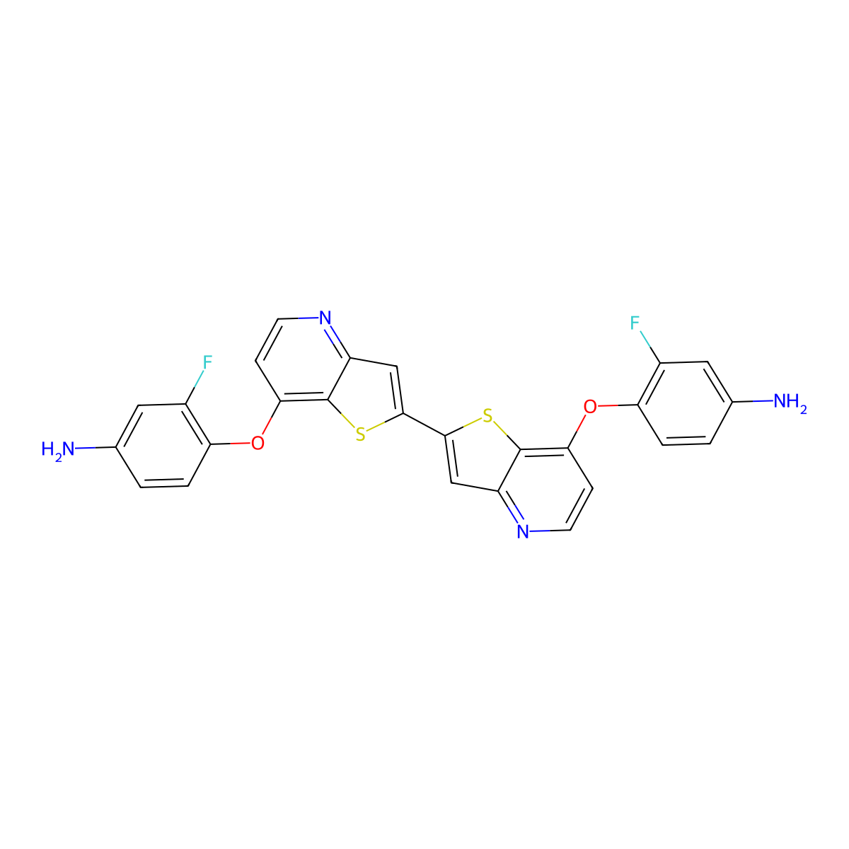 4,4'-[[2,2'-Bithieno[3,2-b]pyridine]-7,7'-diylbis(oxy)]bis(3-fluoroaniline) molecular structure, CAS 2568131-19-9