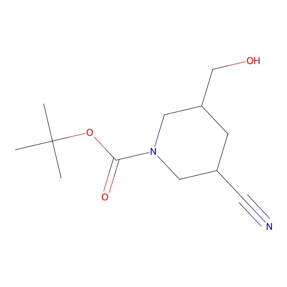 1-Boc-5-(hydroxymethyl)piperidine-3-carbonitrile molecular structure, CAS 2568131-21-3