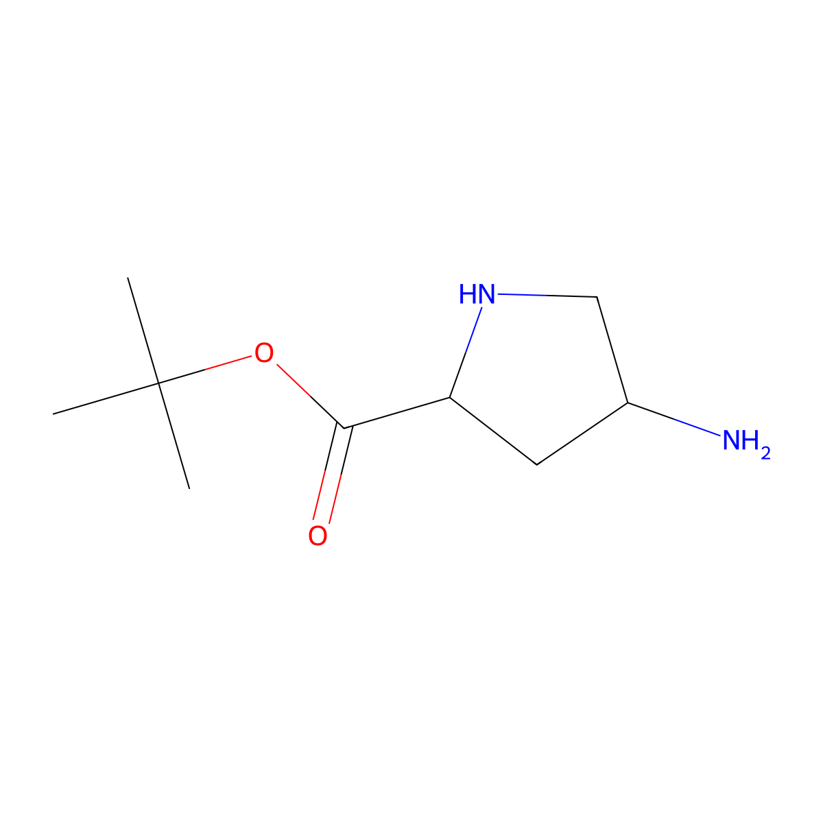 tert-butyl (2S,4R)-4-aminopyrrolidine-2-carboxylate molecular structure, CAS 2568270-85-7