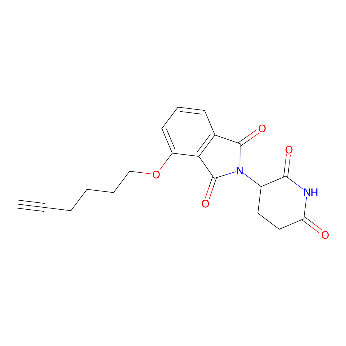 2-(2,6-Dioxopiperidin-3-yl)-4-(hex-5-yn-1-yloxy)isoindoline-1,3-dione molecular structure, CAS 2568279-87-6