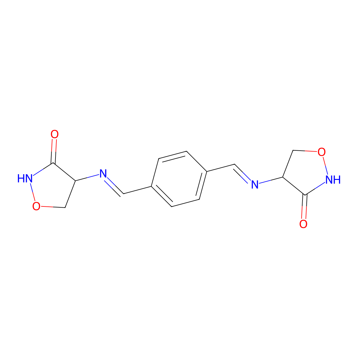 4,4'-[1,4-Phenylenebis(methylidynenitrilo)]bis[3-isoxazolidinone] molecular structure, CAS 25683-71-0