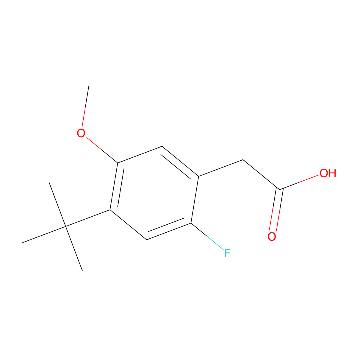 4-(1,1-Dimethylethyl)-2-fluoro-5-methoxybenzeneacetic acid molecular structure, CAS 2568331-34-8