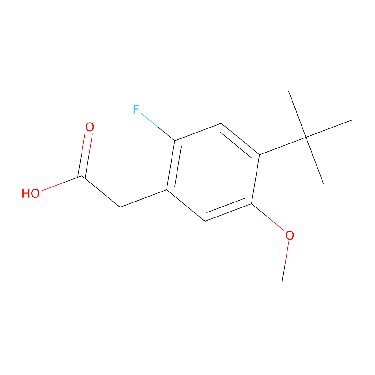 4-(1,1-Dimethylethyl)-2-fluoro-5-methoxybenzeneacetic acid molecular structure, CAS 2568331-34-8
