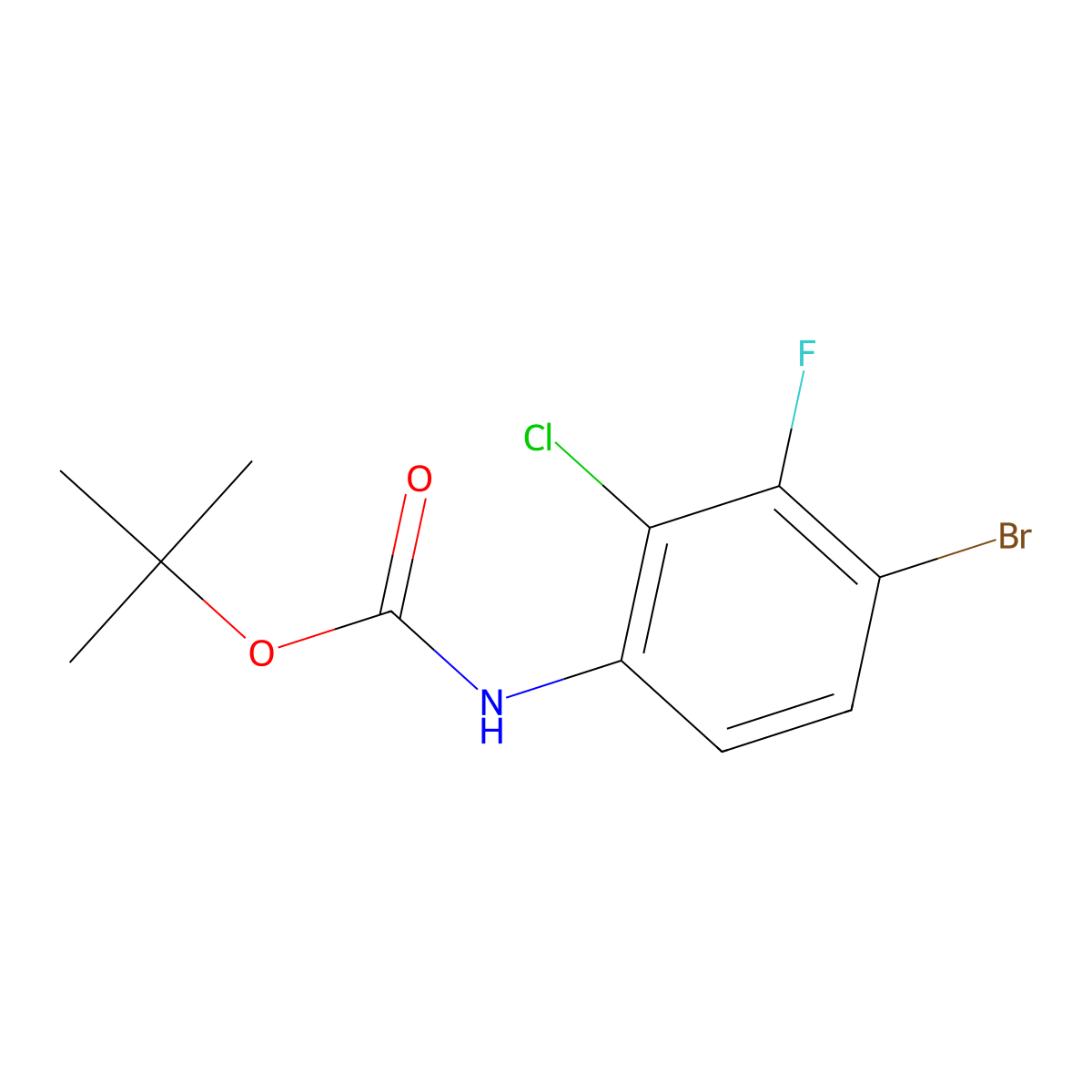Tert-butyl (4-bromo-2-chloro-3-fluorophenyl)carbamate molecular structure, CAS 2568440-63-9