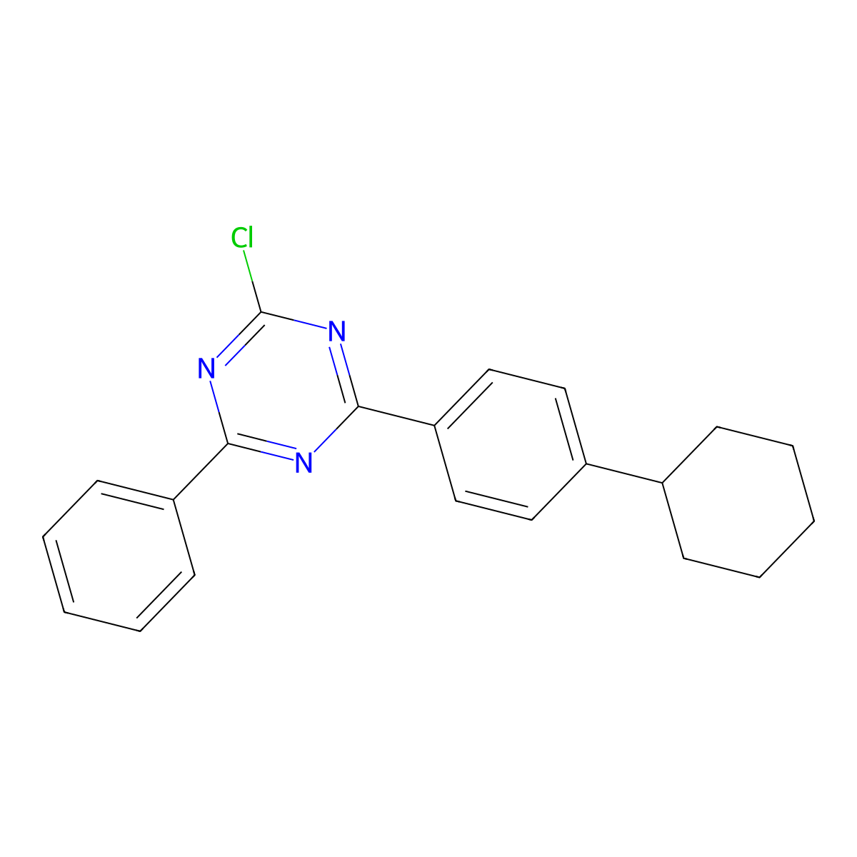 2-Chloro-4-(4-cyclohexylphenyl)-6-phenyl-1,3,5-triazine molecular structure, CAS 2568469-43-0