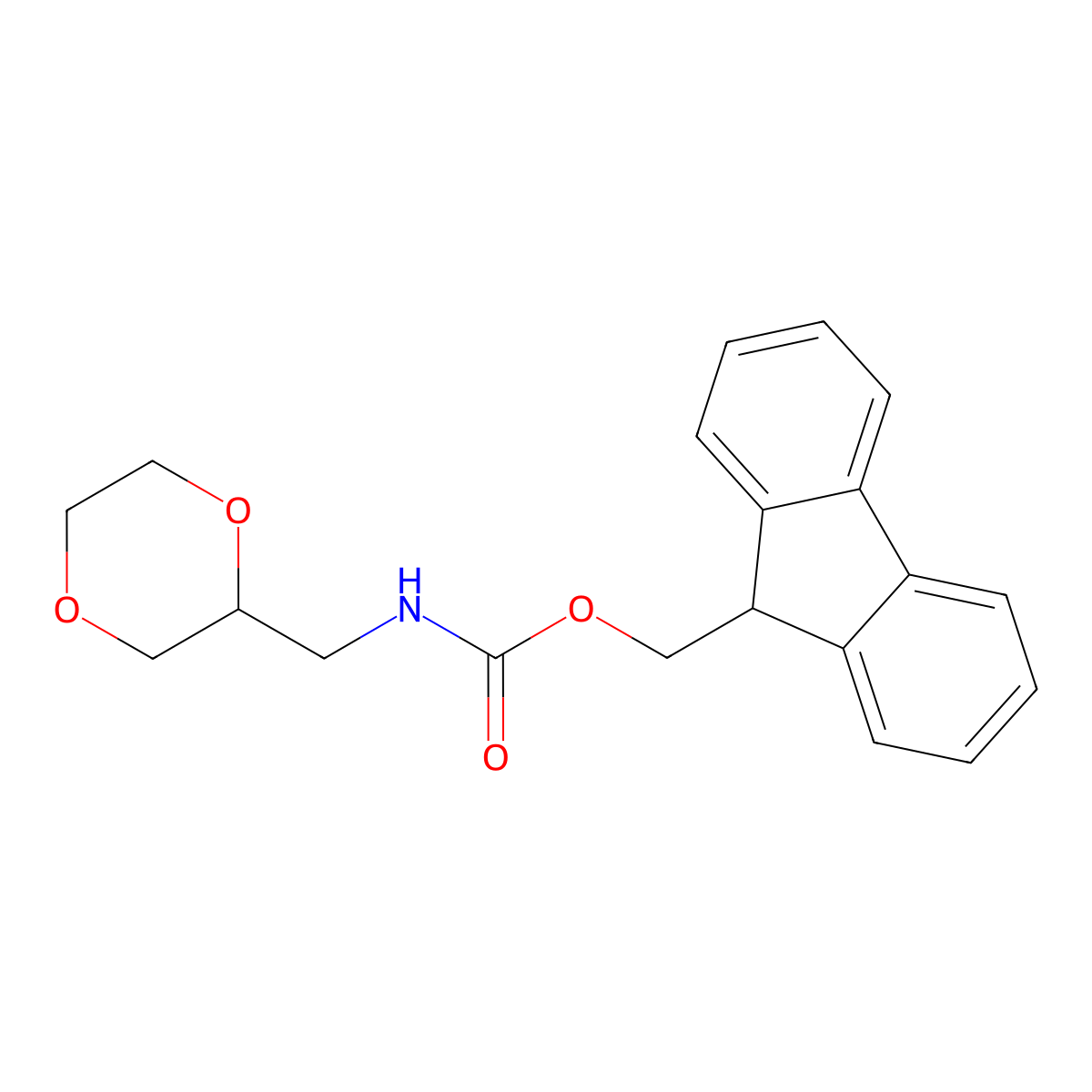 (S)-(9H-Fluoren-9-YL)methyl ((1,4-dioxan-2-YL)methyl)carbamate molecular structure, CAS 2568496-24-0
