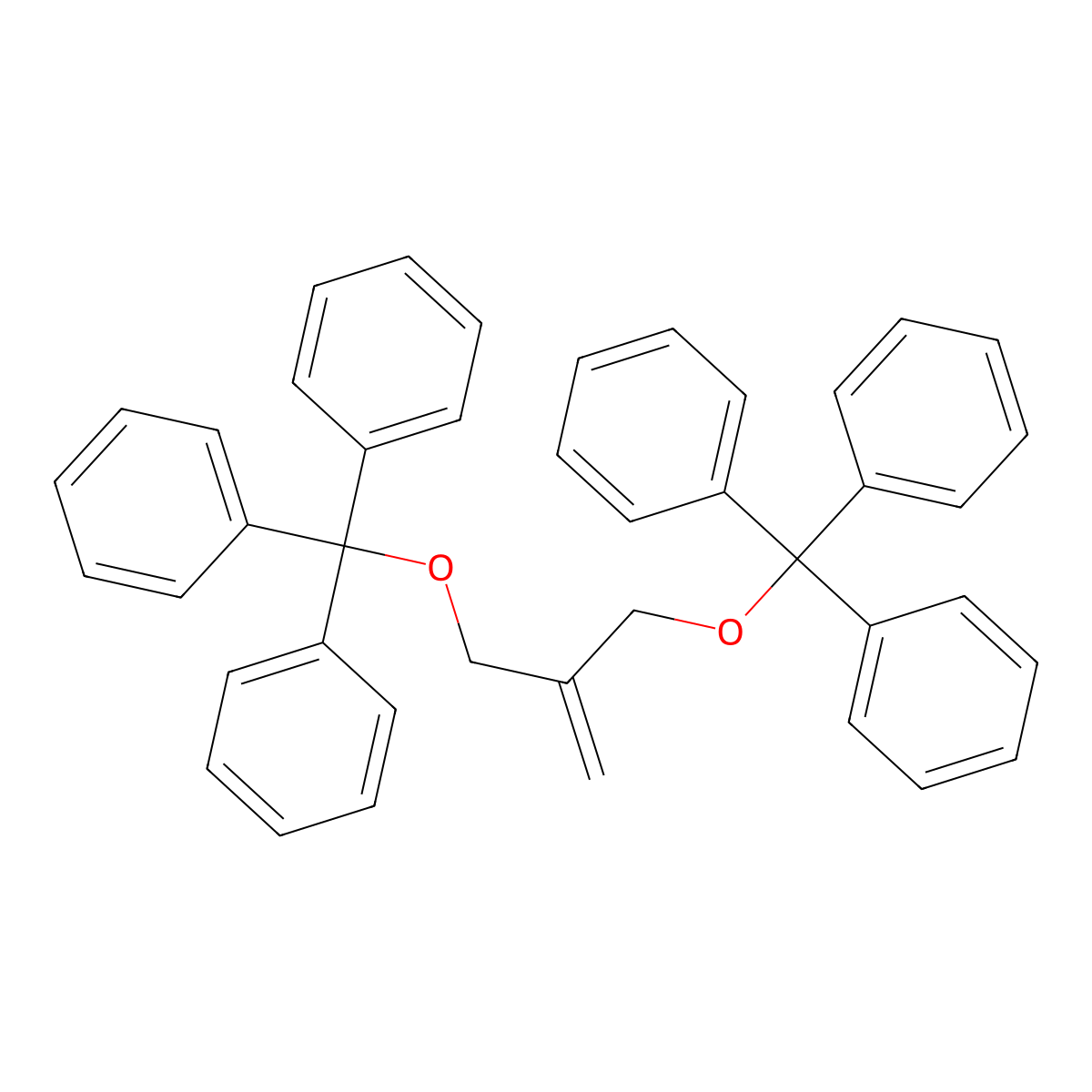 (((2-Methylenepropane-1,3-diyl)bis(oxy))bis(methanetetrayl))hexabenzene molecular structure, CAS 2568496-49-9