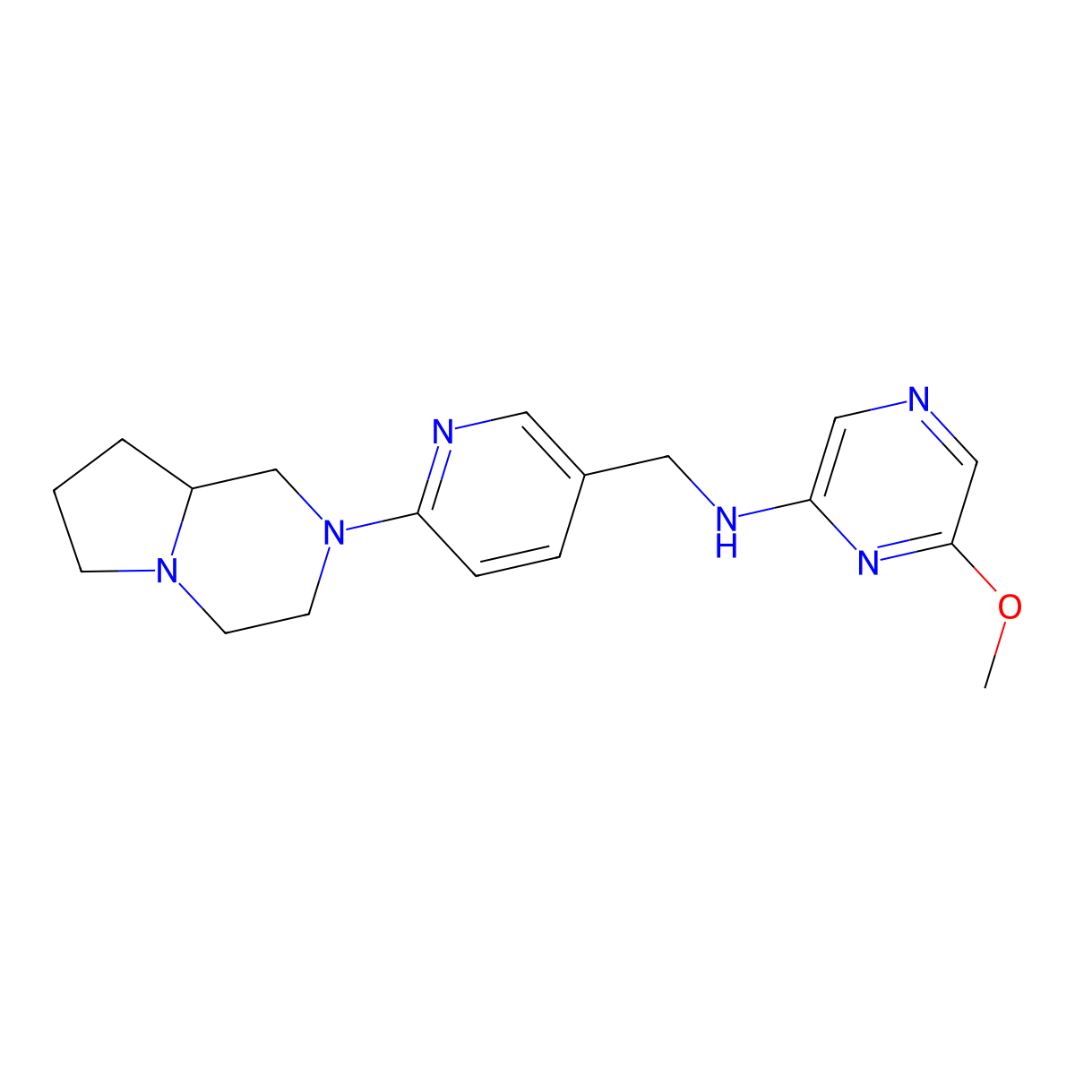 N-((6-(hexahydropyrrolo[1,2-a]pyrazin-2(1H)-yl)pyridin-3-yl)methyl)-6-methoxypyrazin-2-amine molecular structure, CAS 2568530-77-6