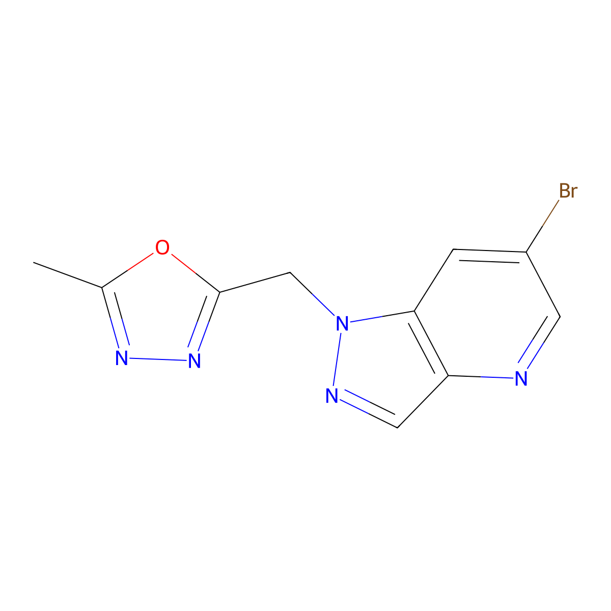 6-Bromo-1-[(5-methyl-1,3,4-oxadiazol-2-YL)methyl]-1H-pyrazolo[4,3-B]pyridine molecular structure, CAS 2569045-19-6
