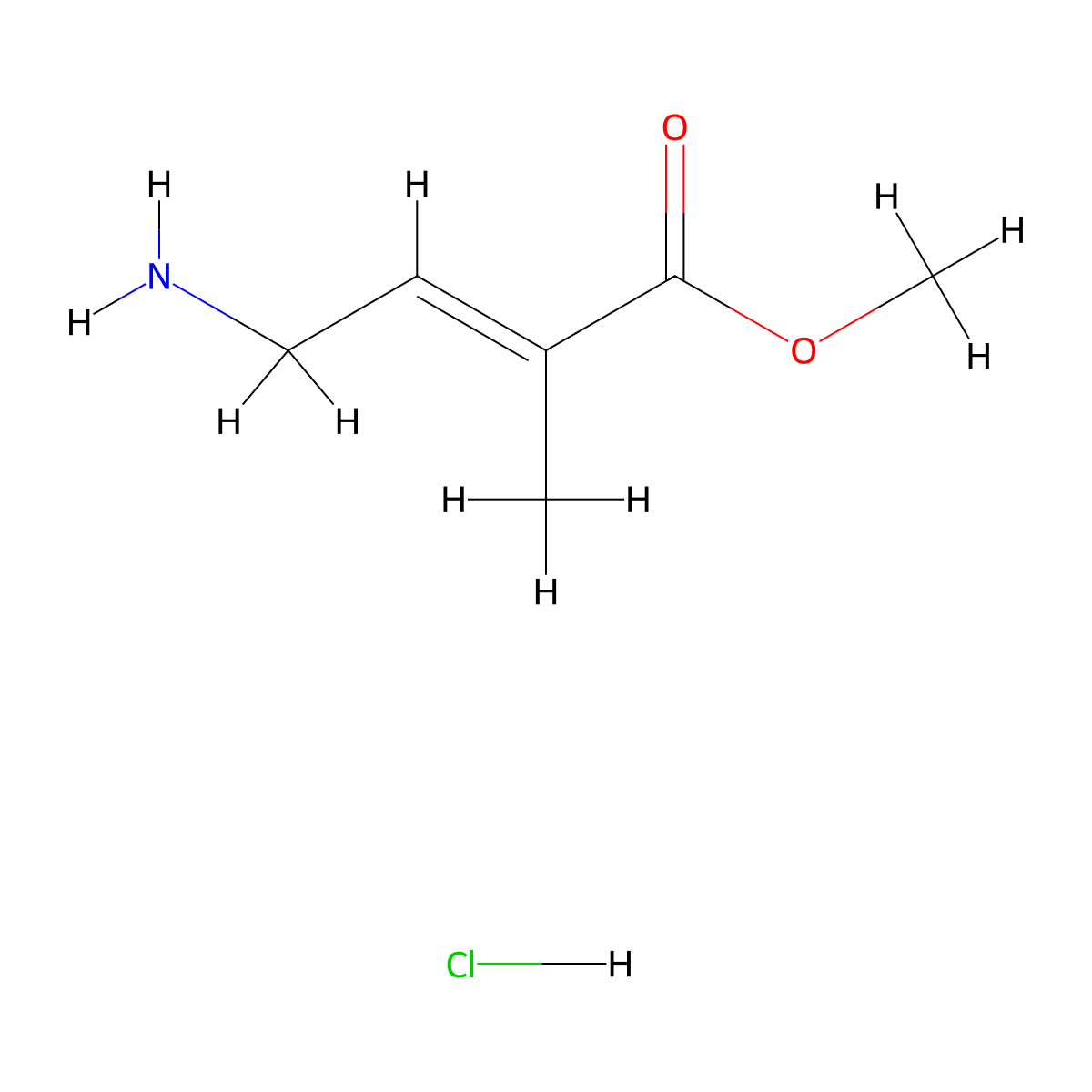methyl (2E)-4-amino-2-methylbut-2-enoate hydrochloride molecular structure, CAS 25692-00-6