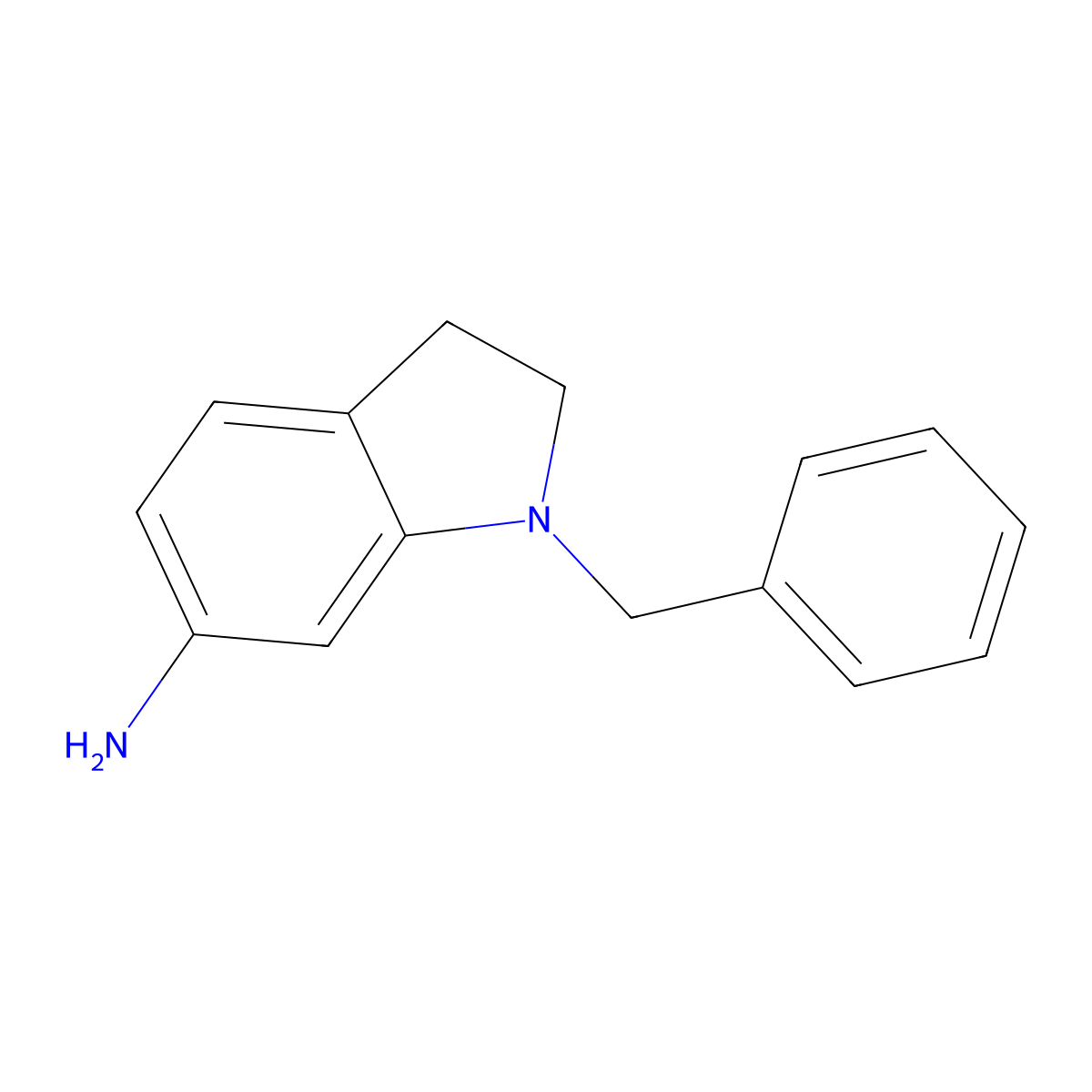 1-Benzyl-2,3-dihydro-1H-indol-6-ylamine molecular structure, CAS 256924-07-9