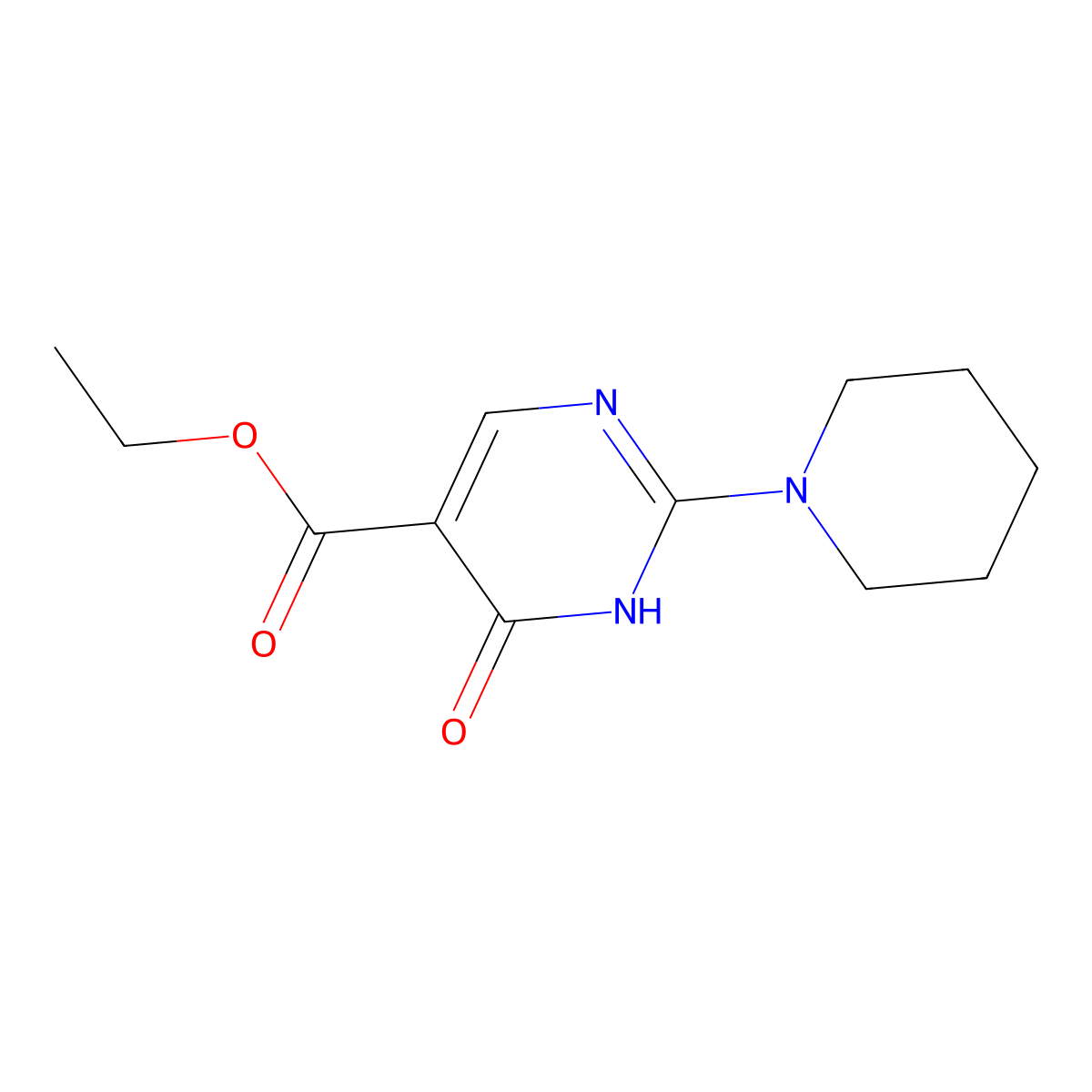 Ethyl 4-hydroxy-2-(piperidin-1-yl)pyrimidine-5-carboxylate molecular structure, CAS 25693-43-0