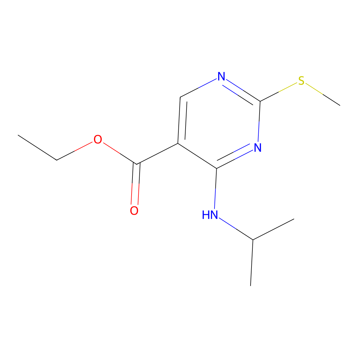 Ethyl 4-(Isopropylamino)-2-(methylthio)pyrimidine-5-carboxylate molecular structure, CAS 25693-79-2