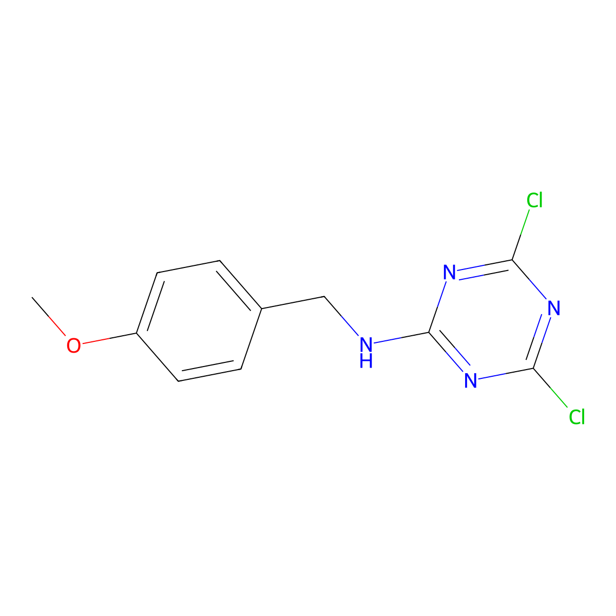 4,6-dichloro-N-[(4-methoxyphenyl)methyl]-1,3,5-triazin-2-amine molecular structure, CAS 256931-40-5