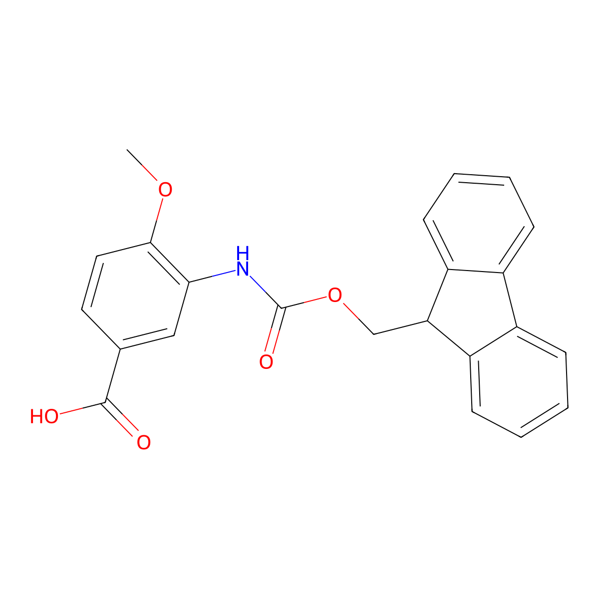 3-({[(9H-fluoren-9-yl)methoxy]carbonyl}amino)-4-methoxybenzoic acid molecular structure, CAS 256935-69-0