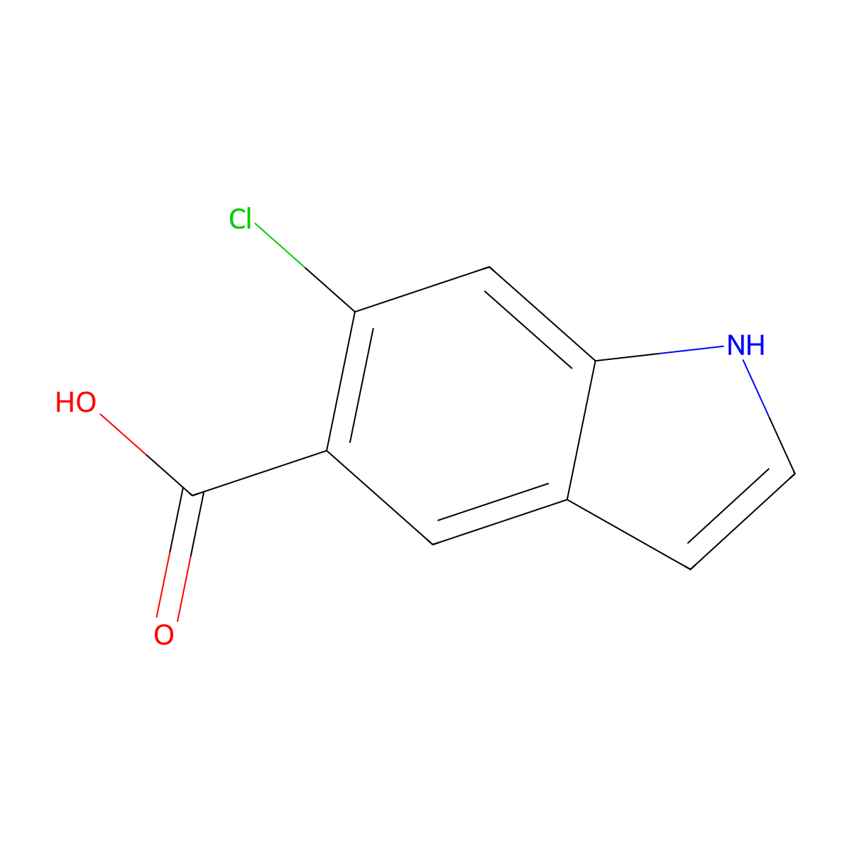 6-chloro-1H-indole-5-carboxylic acid molecular structure, CAS 256935-86-1