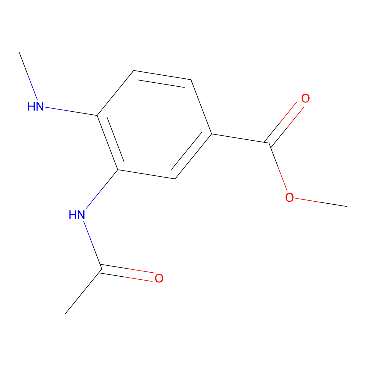 Methyl 3-acetamido-4-(methylamino)benzoate molecular structure, CAS 256936-10-4